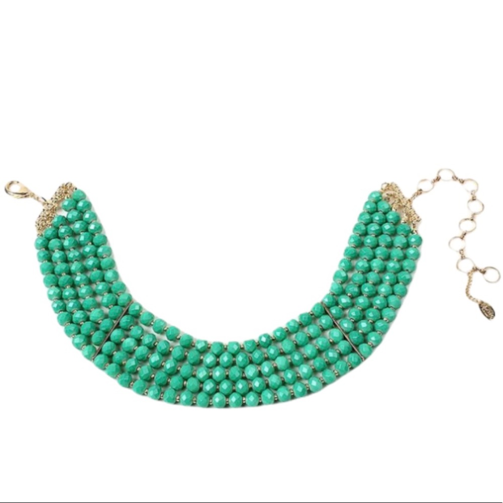 Green & Goldtone Bowery Bead Choker. One Size - Picture 3 of 3